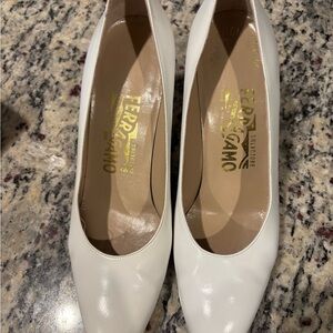 Salvatore Ferragamo Women's Cream Leather Heels